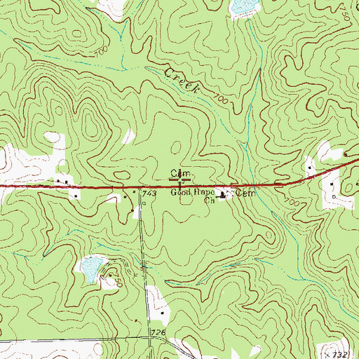 Topographic Map of Cain Cemetery, GA