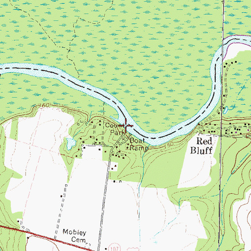 Topographic Map of Mobley Bluff, GA