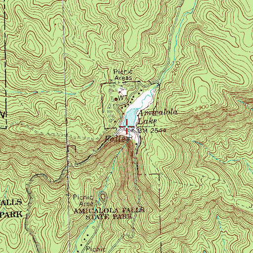 Topographic Map of Amicalola Lake Dam, GA
