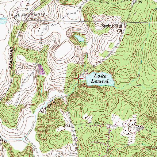Topographic Map of Lake Laurel Dam, GA