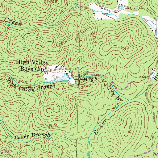 Topographic Map of High Valley Boys Club Lake, GA