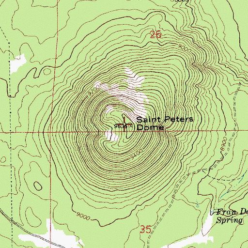 Topographic Map of Saint Peters Dome, AZ