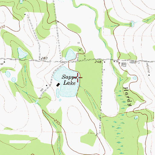 Topographic Map of Sapps Lake Dam, GA