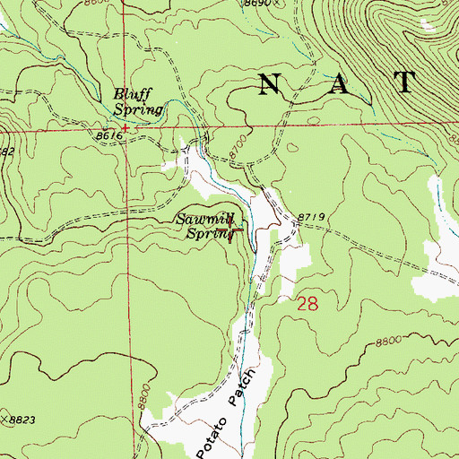 Topographic Map of Sawmill Spring, AZ