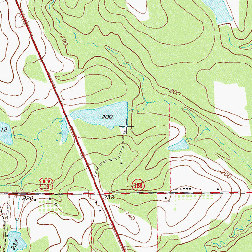 Topographic Map of Beverly Lake Dam, GA