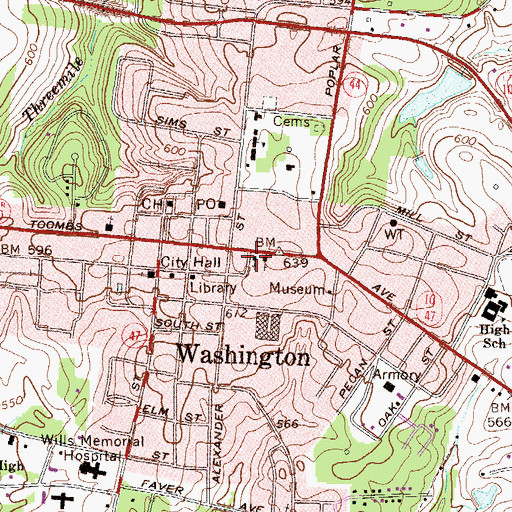 Topographic Map of Washington Presbyterian Church, GA