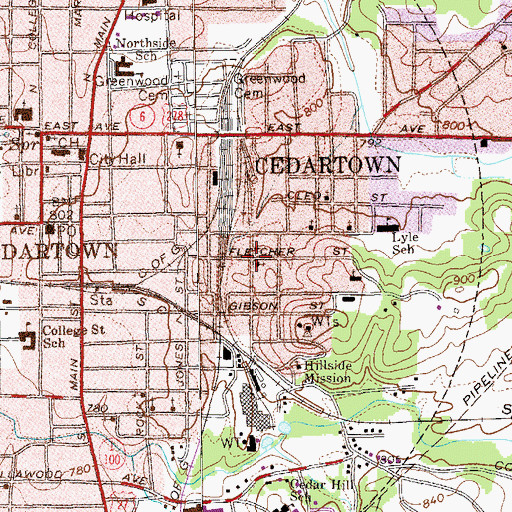 Topographic Map of Eastview Baptist Church, GA