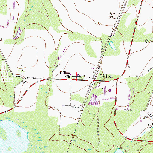Topographic Map of Dillon Cemetery, GA