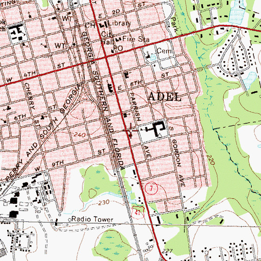 Topographic Map of Adel Methodist Church, GA