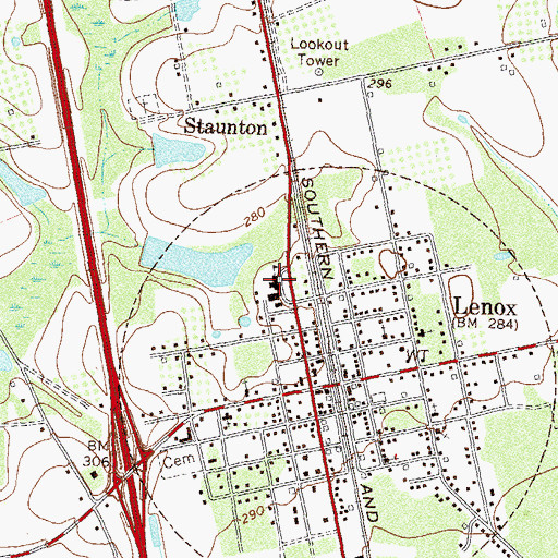 Topographic Map of Lenox Elementary School, GA