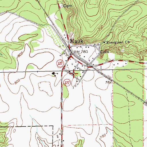 Topographic Map of Mauk Church, GA