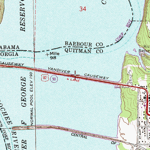 Topographic Map of Vandiver Causeway, GA