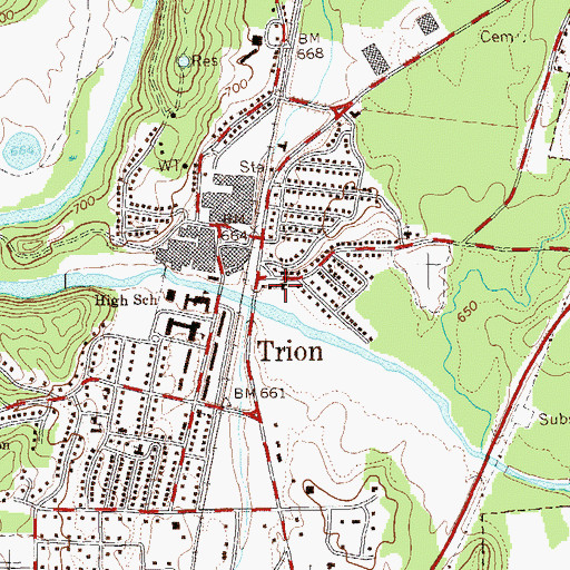 Topographic Map of East Trion Church of God, GA