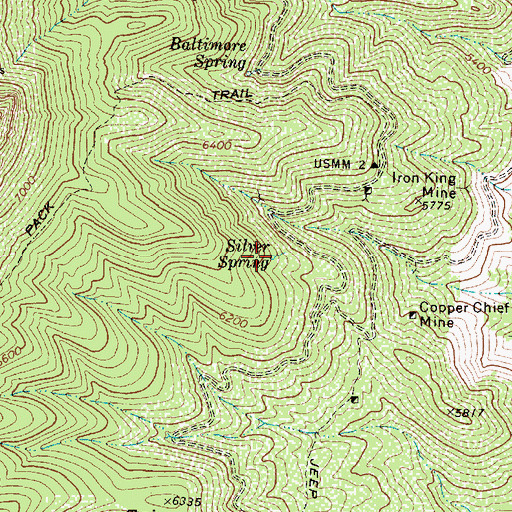 Topographic Map of Silver Spring, AZ