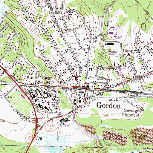 Topographic Map of Gordon Baptist Church, GA