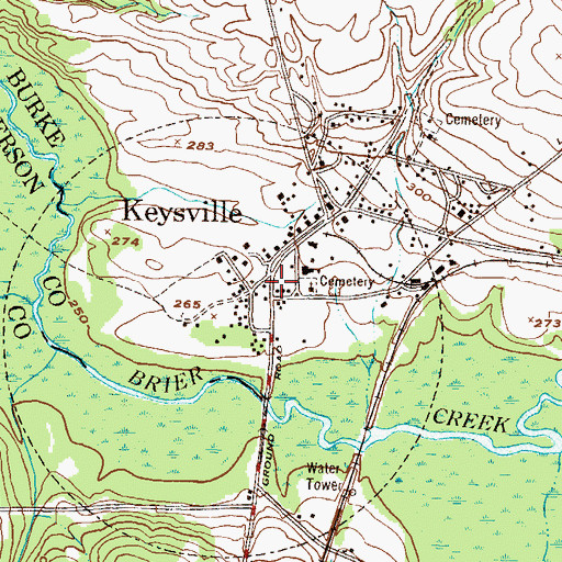 Topographic Map of Keysville Post Office, GA