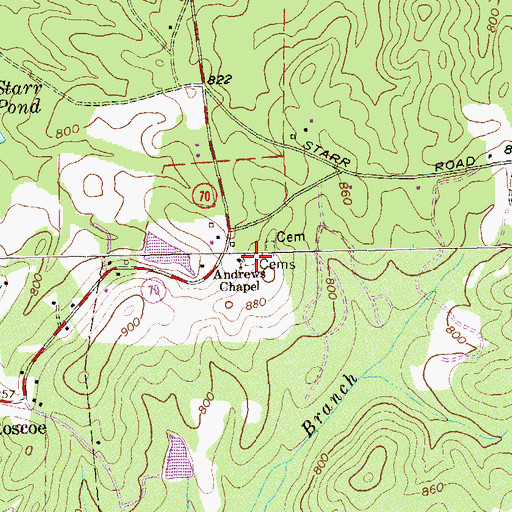 Topographic Map of Andrews Cemetery, GA