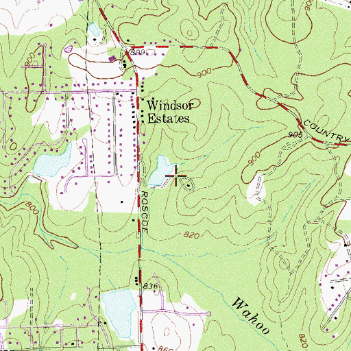 Topographic Map of Longwood Subdivision, GA