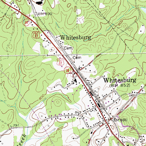 Topographic Map of Whitesburg Elementary School, GA
