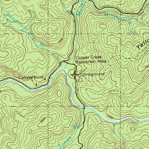 Topographic Map of Cooper Creek Recreation Site, GA