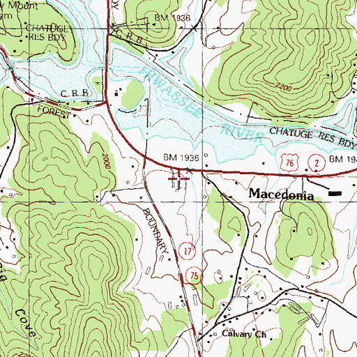 Topographic Map of Macedonia Cemetery, GA