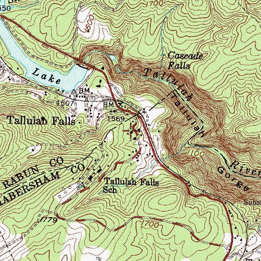 Topographic Map of Tallulah Falls Baptist Church, GA
