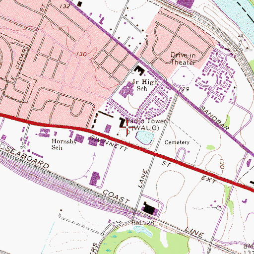 Topographic Map of WFAM-AM (Augusta), GA