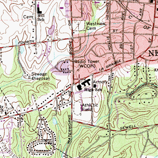 Topographic Map of WCOH-AM (Newnan), GA