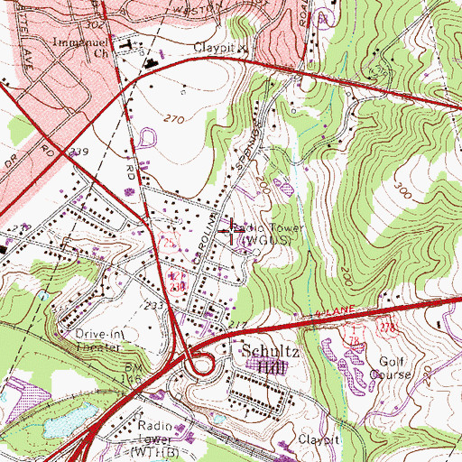 Topographic Map of WOPW-FM (Augusta), GA