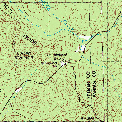 Topographic Map of Mount Pleasant Baptist Church Cemetery Number 2, GA