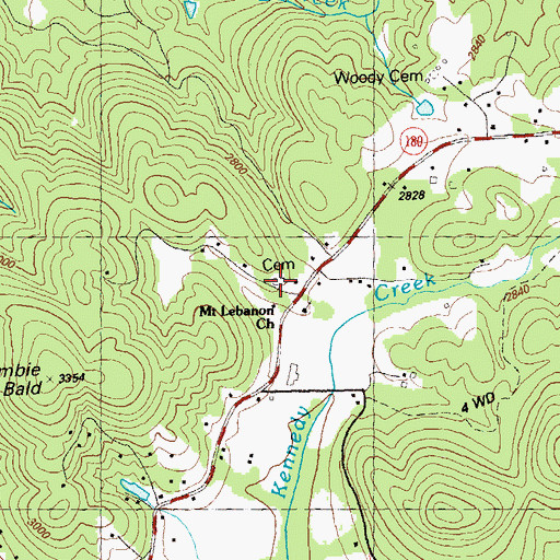 Topographic Map of Mount Lebanon Cemetery, GA