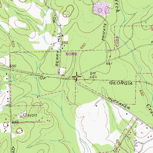 Topographic Map of Berryhill, GA