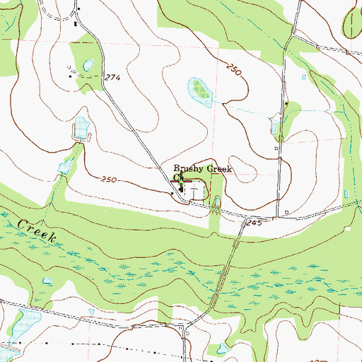 Topographic Map of Brushy Creek Church, GA