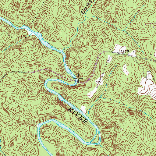 Topographic Map of Castleberry Bridge, GA