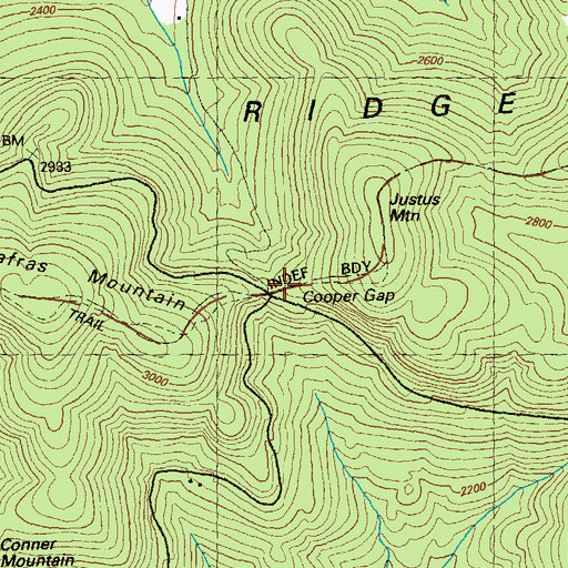 Topographic Map of Cooper Gap, GA