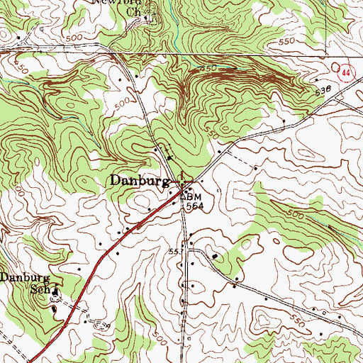 Topographic Map of Danburg, GA