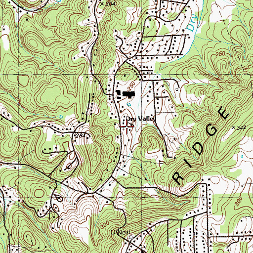 Topographic Map of Dry Valley Church, GA