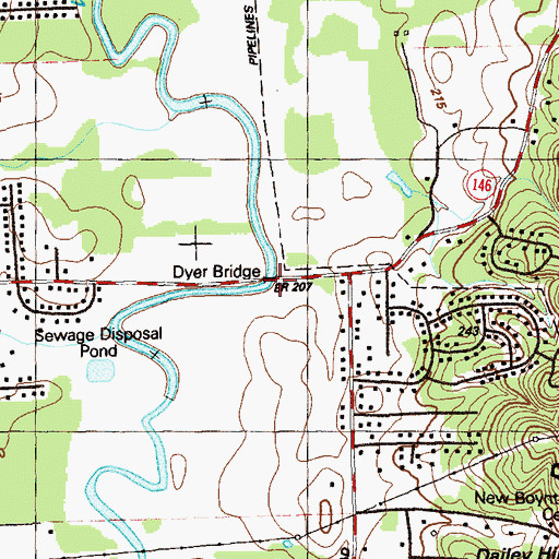 Topographic Map of Dyer Bridge, GA