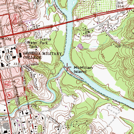 Topographic Map of Fishing Creek, GA