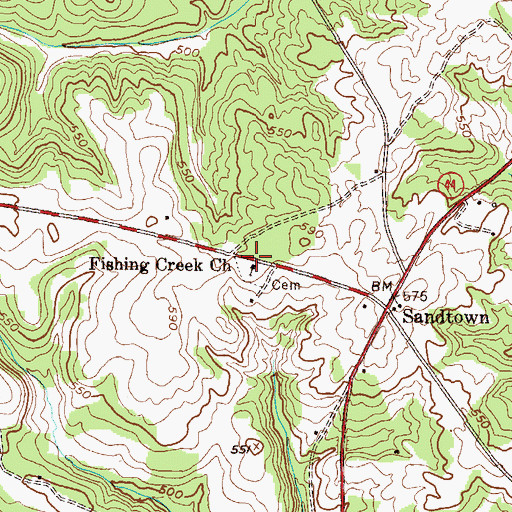 Topographic Map of Fishing Creek Church, GA