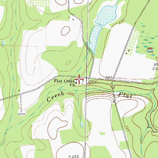 Topographic Map of Flat Creek Church, GA