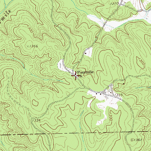 Topographic Map of Fourmile Church, GA