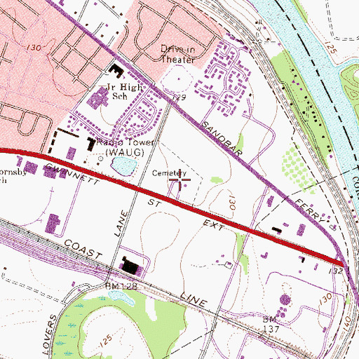 Topographic Map of Walker Memorial Park, GA