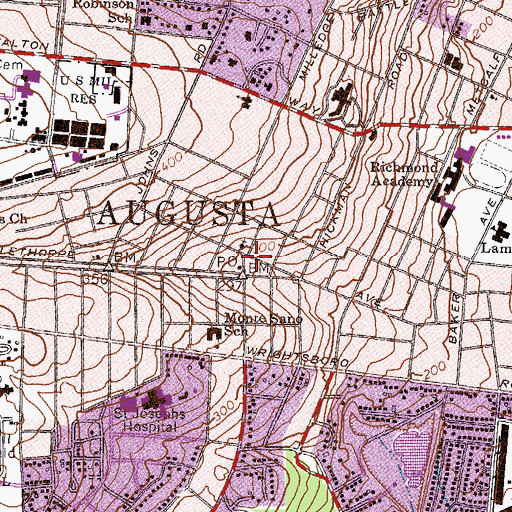 Topographic Map of Augusta Fire Department Station 7, GA