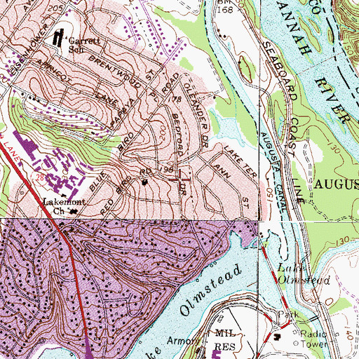 Topographic Map of Windsor Forest, GA