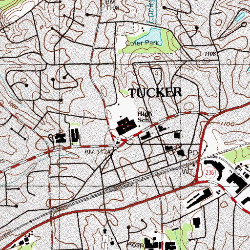 Topographic Map of Tucker High School, GA