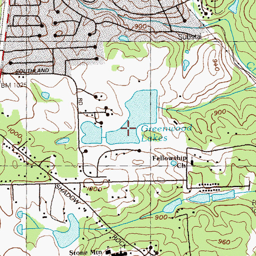 Topographic Map of Greenwood Lakes, GA