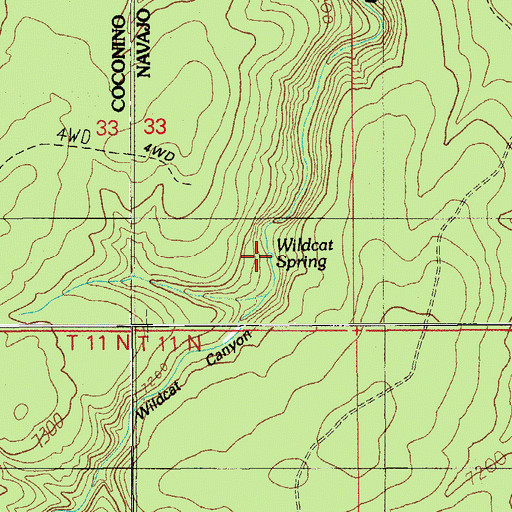 Topographic Map of Wildcat Spring, AZ
