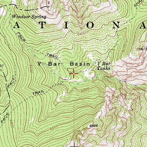 Topographic Map of Y Bar Basin, AZ
