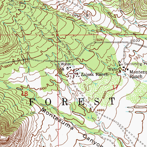 Topographic Map of Zalesk Ranch, AZ